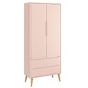 Ver imagem 1 de Guarda Roupa Infantil Theo 2 Portas Rosa com Pés Madeira Natural – Reller