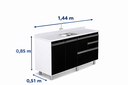 Ver imagem 2 de Gabinete Cozinha Mdp 1,44m Elegance com 6 Pés e Amplo Espaço:preto