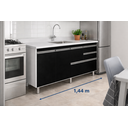 Ver imagem 3 de Gabinete Cozinha Mdp 1,44m Elegance com 6 Pés e Amplo Espaço:preto
