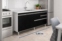 Ver imagem 3 de Gabinete Cozinha Mdp 1,44m Elegance com 6 Pés e Amplo Espaço:preto