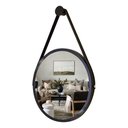 Ver imagem 1 de Espelho Redondo Decorativo Suspenso Alça 30cm - Varias Cores - Preto Alça Preta