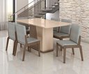Ver imagem 1 de Conjunto Mesa com 6 Cadeiras Harmonia Marrom/Carvalho/Fendi