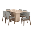 Ver imagem 2 de Conjunto Mesa com 6 Cadeiras Harmonia Marrom/Carvalho/Fendi