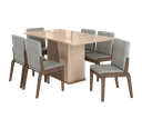 Ver imagem 2 de Conjunto Mesa com 6 Cadeiras Harmonia Marrom/Carvalho/Fendi