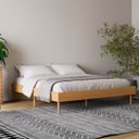 Ver imagem 1 de Cama de Casal Moderna 205cm Mdf com Pés Madeira Freijó/gold Tw17