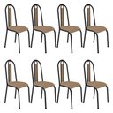 Ver imagem 1 de Kit 8 Cadeiras de Cozinha Arizona Estampado Rattan Bege Pés de Ferro Preto - Pallazio
