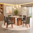 Ver imagem 6 de Mesa Karen 170 Freijó Off White com Kit 6 Cadeiras Sara Freijó Canela -DJ Móveis