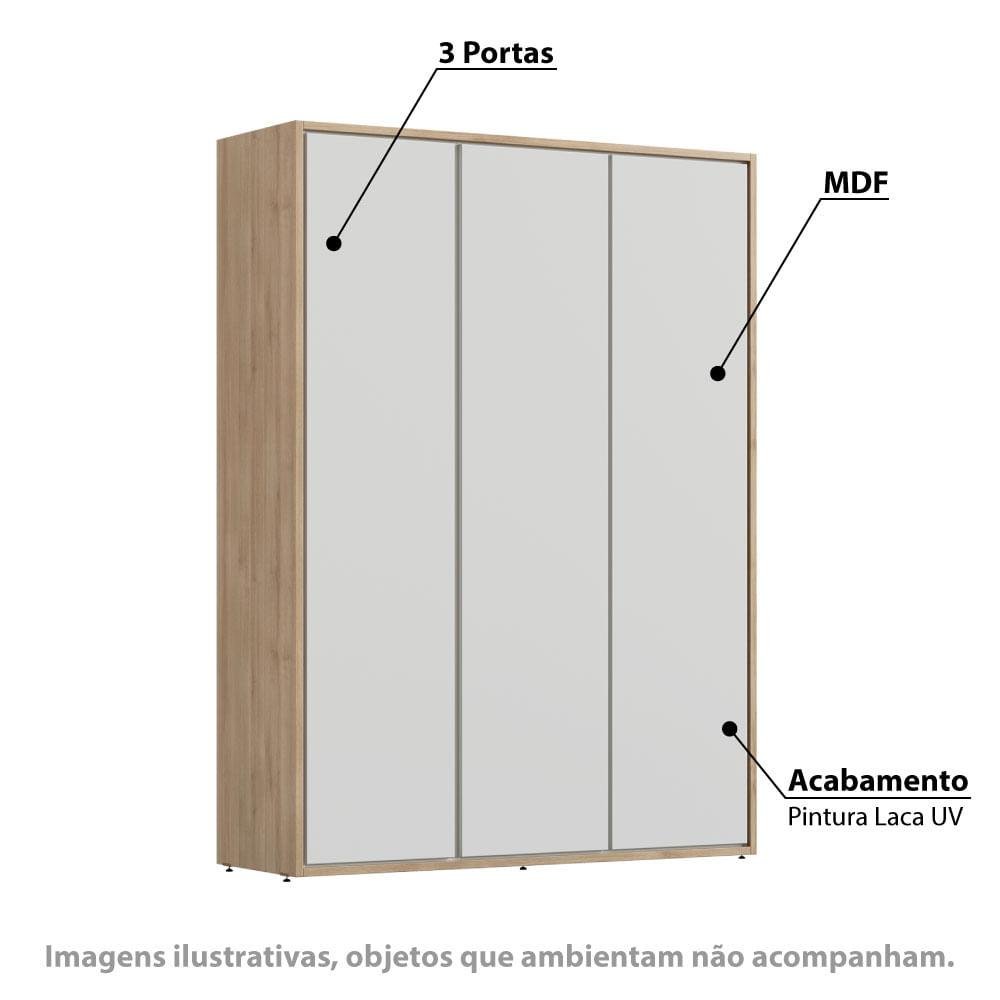 Guarda Roupa Infantil Wood com 3 Portas - Branco/Treviso - 2