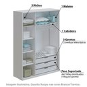 Ver imagem 3 de Guarda Roupa Infantil Wood com 3 Portas - Branco/Treviso