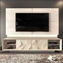 Ver imagem 3 de Rack Painel Tv 75" 4 Gavetas 3d Piramide Colone Creme