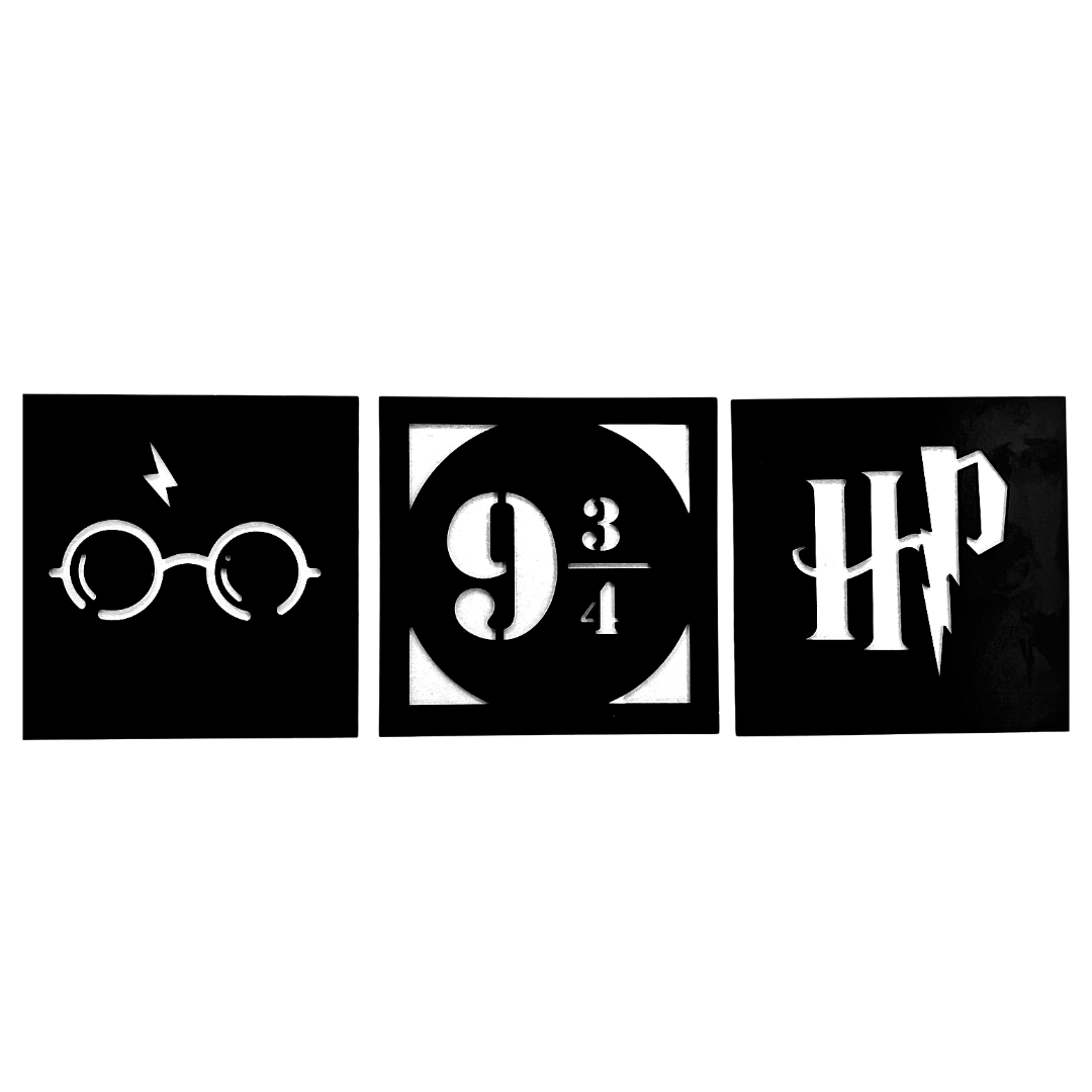 TRIO DE QUADROS HARRY POTTER PERSONALIZADO 30X30CM MDF PRETO - 2