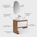Ver imagem 3 de Gabinete para Banheiro Dubai 1 Porta 1 Gaveta MDF 60cm Amadeirado e Branco On Móveis