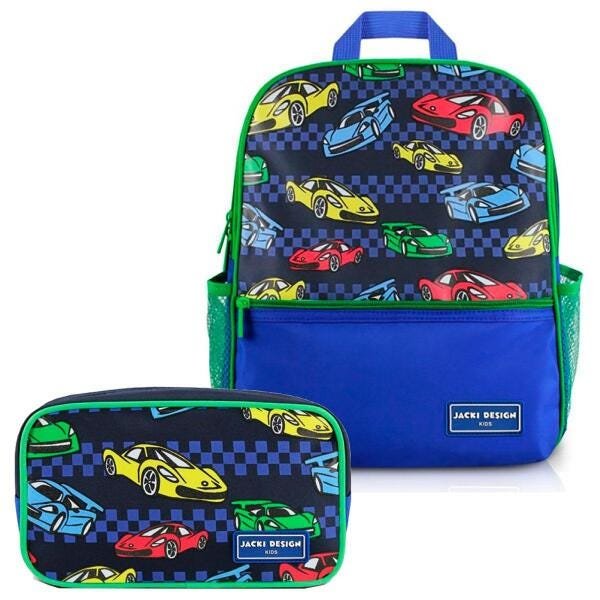 Kit Mochila Escolar Sapeka Com Estojo Carros Jacki Design - 1
