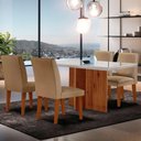 Ver imagem 1 de Mesa Olimpia 120 Mdf Vidro Canto Reto Com 4 Cadeiras