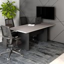 Ver imagem 1 de Mesa de Reunião Escritório 180cm X 80cm Pés Painel F5 Office Cor:cinza Sagrado com Preto