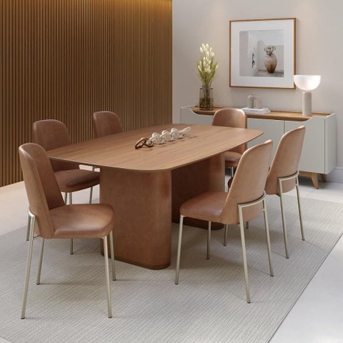 Mesa de Jantar Retangular para 6 Lugares Lintz 184 cm