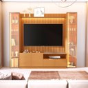 Ver imagem 1 de Estante para TV até 75 Polegadas Ripado LED Vidro Reflecta 2 Torres 100% MDF 219CMX259CM Vitoria Regia Yescasa Nature
