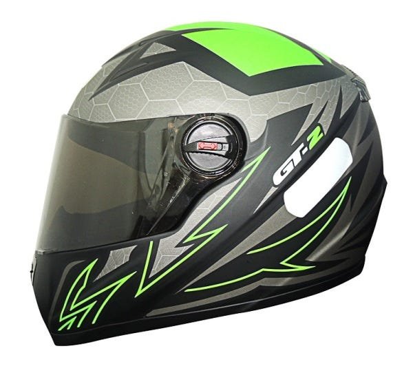 Capacete Gt2 56 (Preto Fosco/Verde) - 1