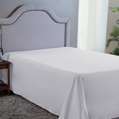 Lençol 400 Fios Casal sem Elástico Virol Hotel Pousada Tecido Acetinado:branco