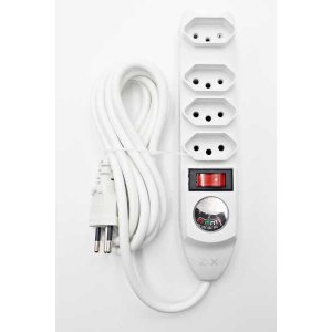 Extensão com 4 Tomadas com Voltímetro Analógico