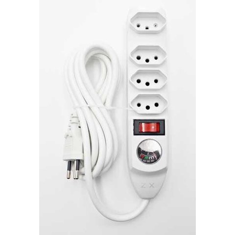 Extensão com 4 Tomadas com Voltímetro Analógico