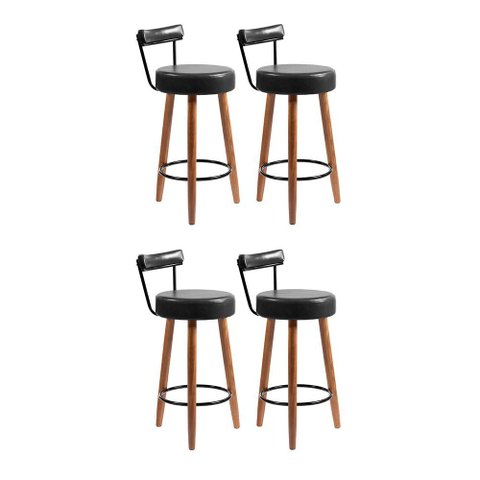 Kit 4 Banquetas Nápoles 89cm Couríssimo Preto - Salaone