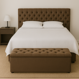 Cabeceira Mais Calçadeira Baú King 195cm para Cama Box Sofia Suede Marrom - 2