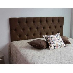 Cabeceira Estofada King Em Veludo Suede Na Cor Marrom - 1