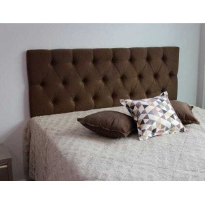 Cabeceira Estofada King Em Veludo Suede Na Cor Marrom