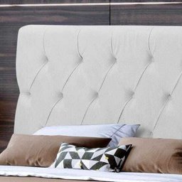 Cabeceira Casal Para Cama Box Estofada Paris 1.40m Courino Branca - 3