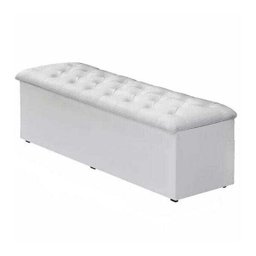 Cabeceira Mais Calçadeira Baú Casal 140cm Para Cama Box Sofia Corino Branco - 3