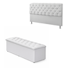 Conjunto Cabeceira + Calçadeira Baú Casal Queen 160cm Branco - 2