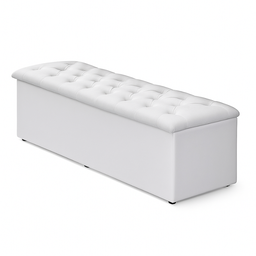 Conjunto Cabeceira + Calçadeira Baú Casal Queen 160cm Branco - 5