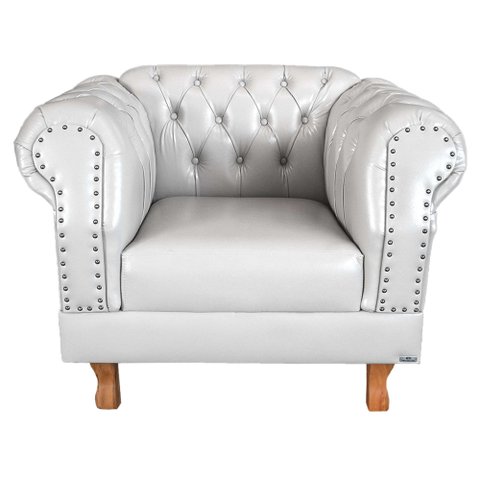 Conjunto c/ 2 Poltronas Chesterfield Duque Para Sala, Tv, Estar, Recepção - Corano Branco