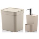 Ver imagem 1 de Kit Dispenser Porta Detergente Lixeira 2,5L Ou - Bege