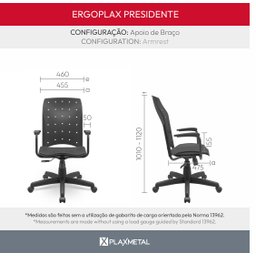 Cadeira Ergoplax Presidente Assento Estofado com Braços - 5