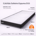 Ver imagem 2 de Colchão Solteiro Espuma D33 Bordado 188x78x17cm Antialérgico