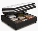 Ver imagem 1 de Kit Cama Box Baú Casal 138x188 cm + Colchão Molas Ensacada Casal 24 cm Preto Suede