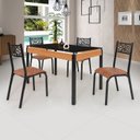 Ver imagem 1 de Conjunto Sala de Jantar Mesa 120x77cm Tampo Vidro com 4 Cadeiras Jade Preto/Fosco/Caramelo