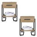 Ver imagem 1 de Kit 2 Mesas de Cabeceira P1059 49 Cm Oak Preto Pp Milani Store