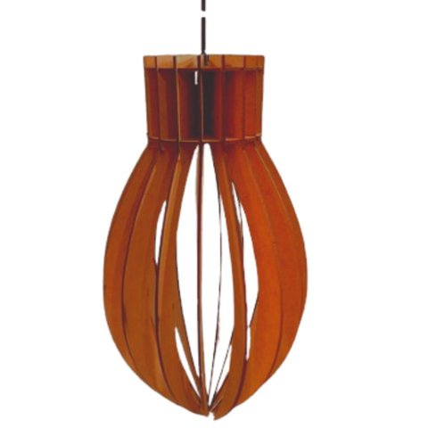 Luminária Teto tipo Pendente RUBI MDF - Completa - Cor: Marrom