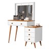Penteadeira Agata Espelho Led e Gaveteiro, Mdf ,145x115x45:branco/naturale - 2
