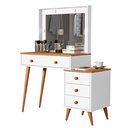 Ver imagem 2 de Penteadeira Agata Espelho Led e Gaveteiro, Mdf ,145x115x45:branco/naturale