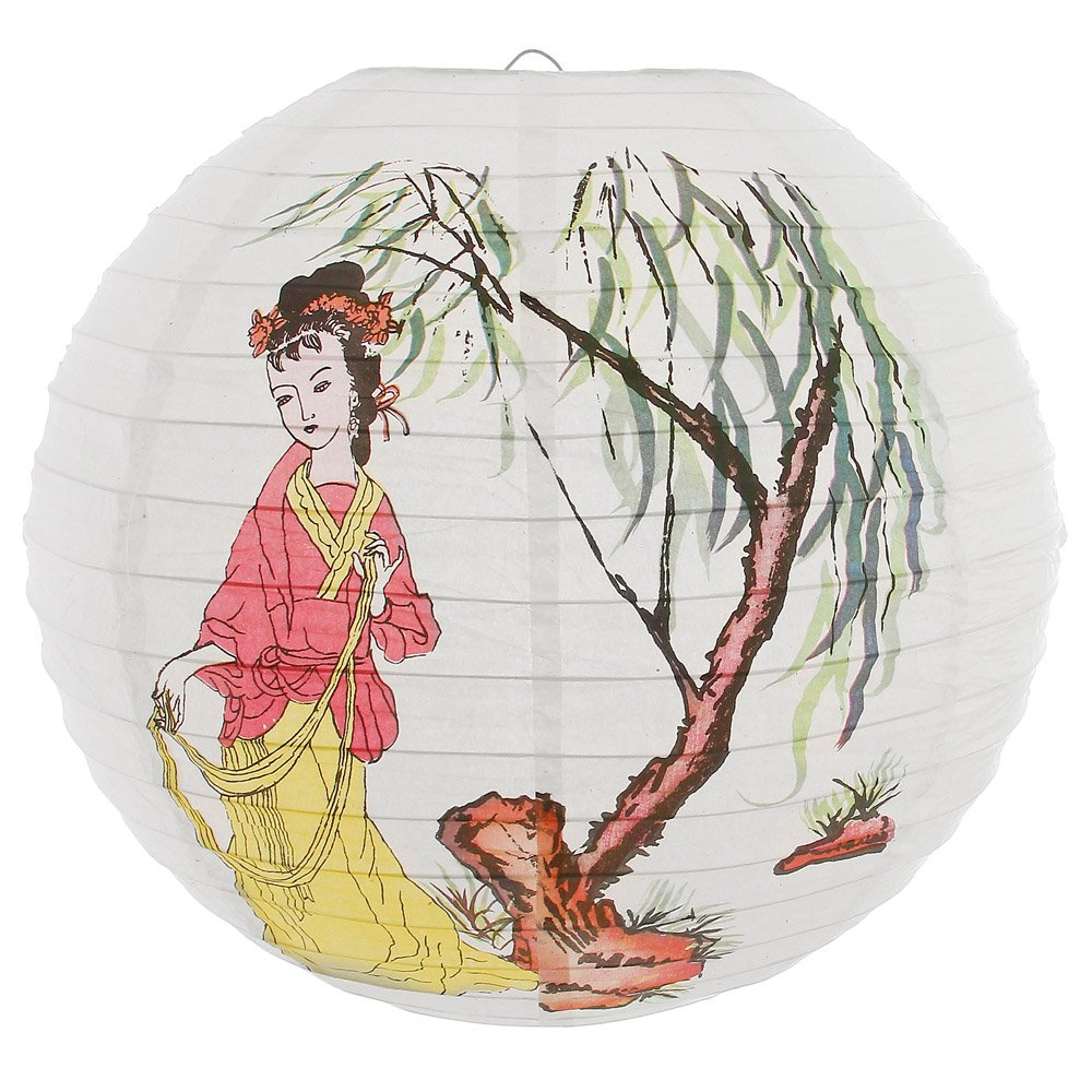 Luminária Japonesa Papel 40 cm Branca Gueixa MadeiraMadeira
