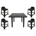 Ver imagem 1 de Mesa Quadrada Plástico Desmontável 90cm Preta + 4 Banquetas com Encosto