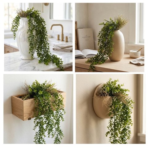 Kit 9 Pendentes de Eucalipto Artificial Realista 87 cm Folhagem Permanente para Vasos e Jardins