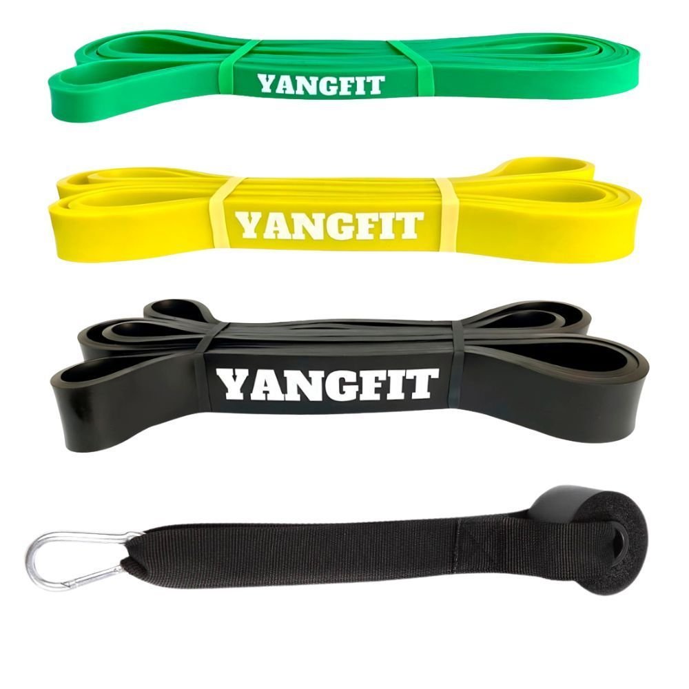 Kit Super Band Elástico Extensor Leve Médio e Forte + Âncora de Porta Yangfit