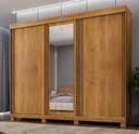 Ver imagem 1 de Guarda Roupa Casal MDF 3 Portas de Correr 6 Gavetas com Pés 270cm Siena Cinamomo - Benetil