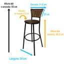 Ver imagem 2 de Kit 8 Banquetas Alta Encosto Junco Capuccino Assento Marrom