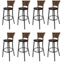 Ver imagem 1 de Kit 8 Banquetas Alta Encosto Junco Capuccino Assento Marrom